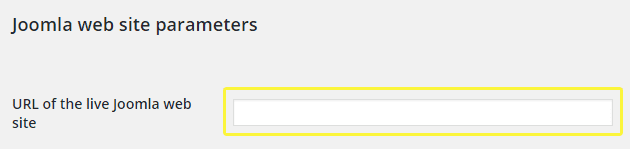 The Joomla site URL field.