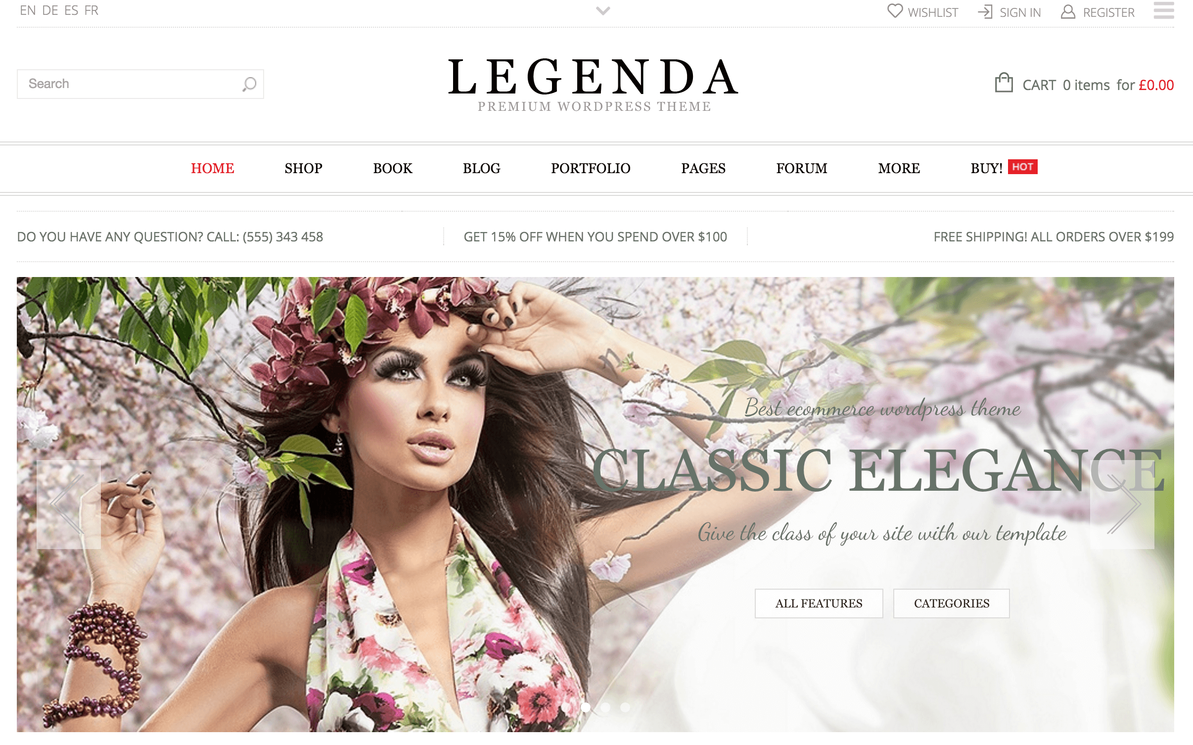 A screenshot of the Legenda theme.