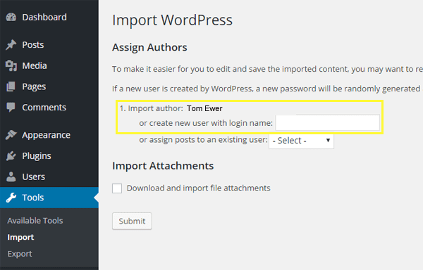 The first two choices on the page where you select which content gets imported.