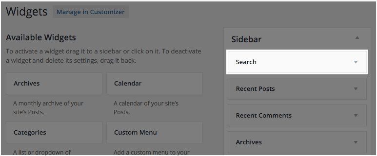 Add search widget to the sidebar