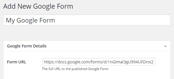 Paste the form URL into WordPress