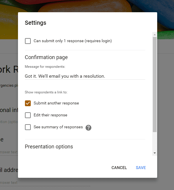 Configure your Google Form