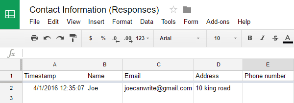 Google Forms Sheets