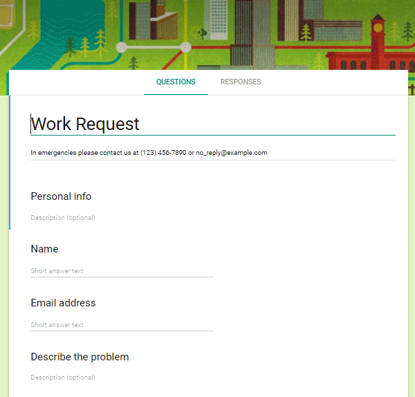 Using google forms for work orders