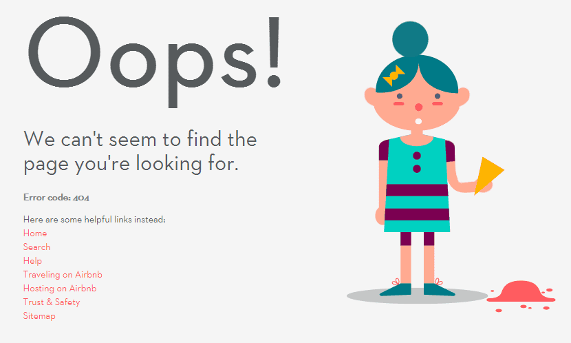 A screenshot of Airbnb's 404 error page.
