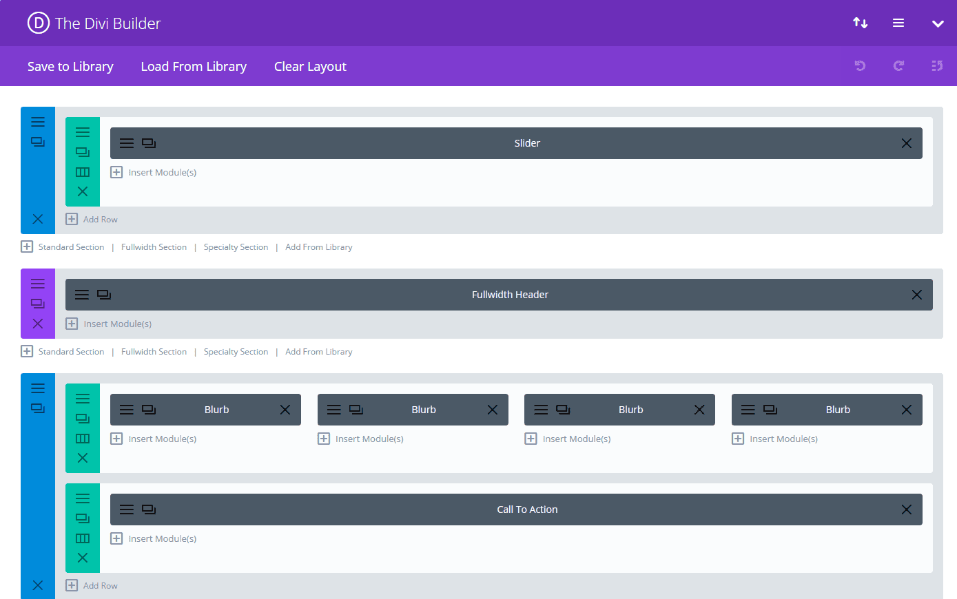 Screenshot of the Divi Homepage Basic layout.