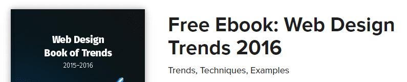 A screenshot of Web Design Trends 2015-2016's homepage.