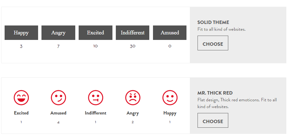 Screenshot of the Feelback Reactions theme selection process.