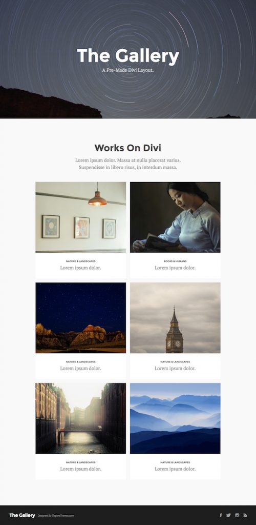 Free Divi Photo Gallery Layout Pack: 5 Stunning Gallery Page Layouts in ...