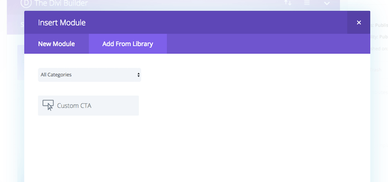 Divi add module from library
