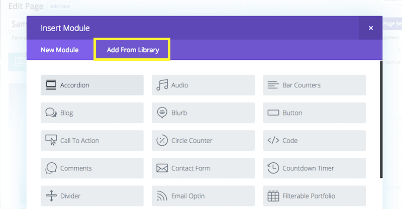 Divi Builder adding modules