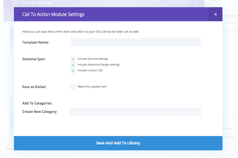 Divi module save settings