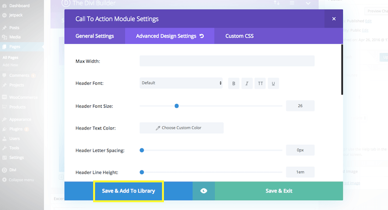 Divi module save