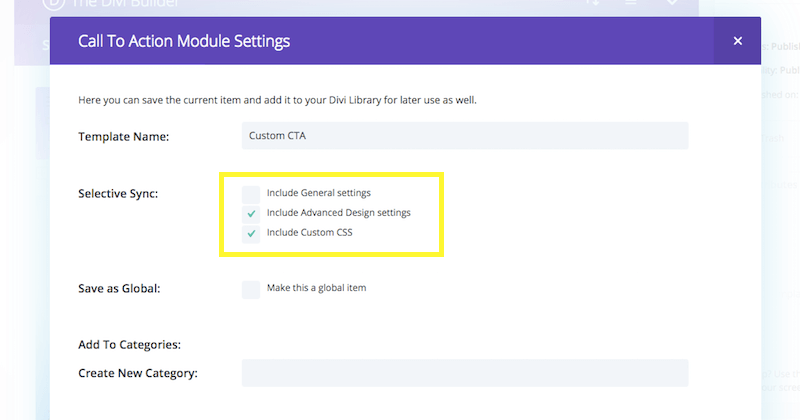 Divi module selective sync