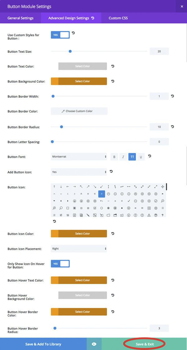 Example 1 Advanced Design Settings