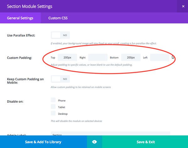 Example 5 Section Module Padding