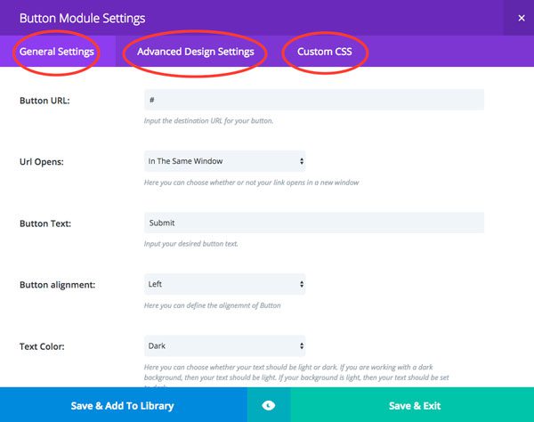 Button Module Settings