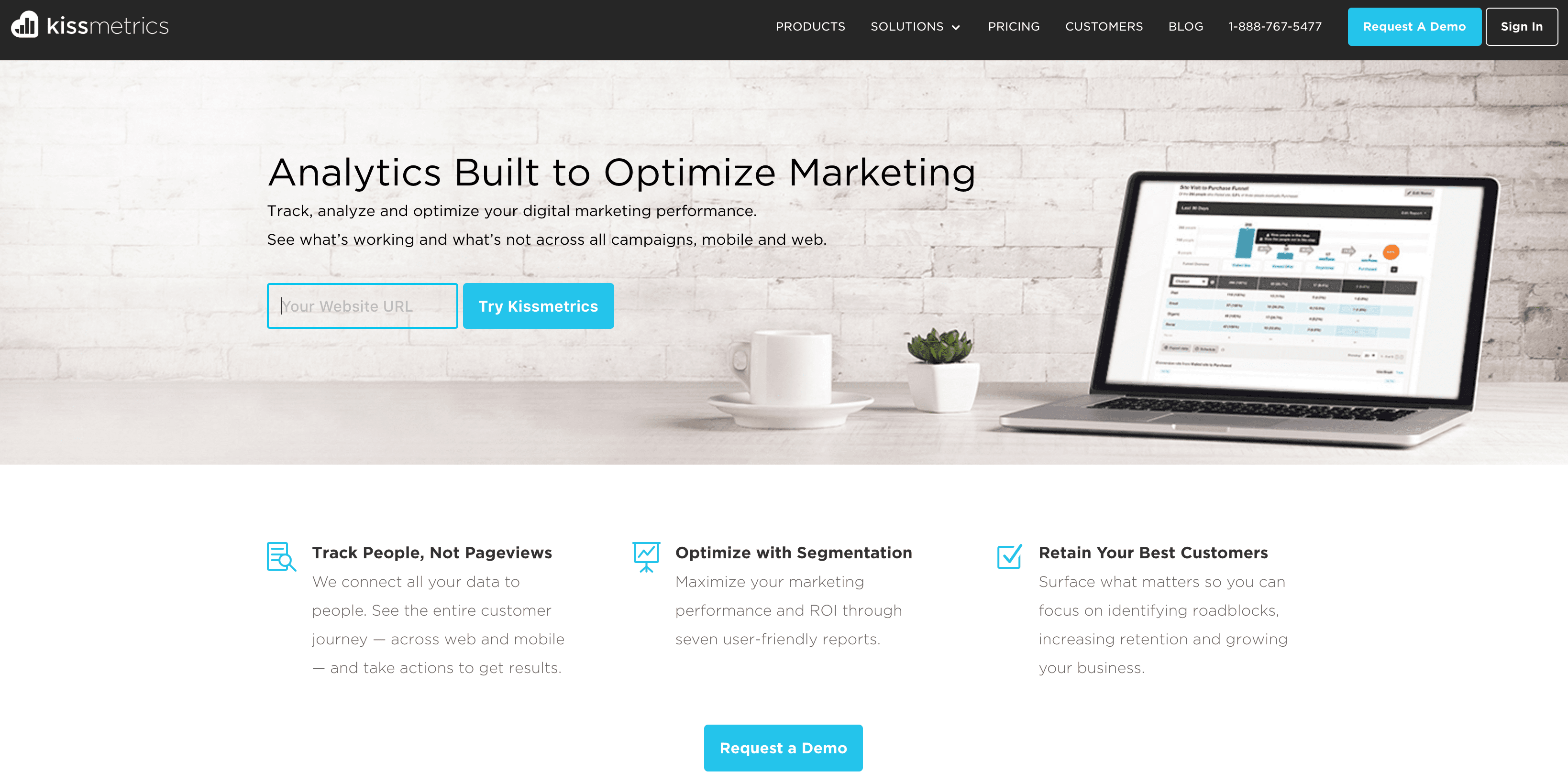 The Kissmetrics homepage.