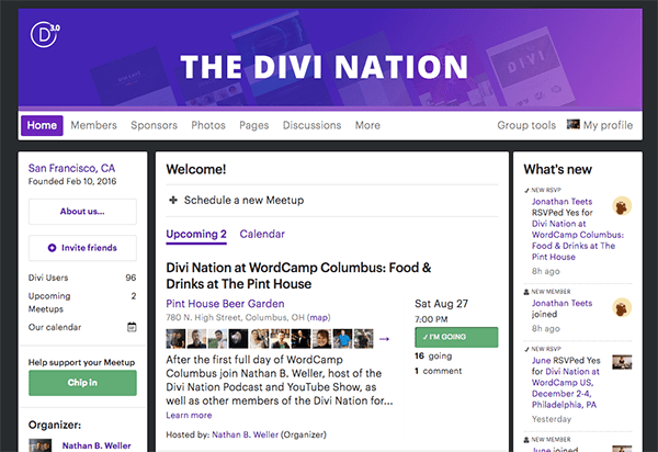 Divi Nation Meetup Page