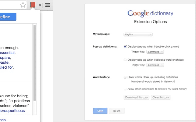 Google Dictionary Extension for WordPress Users