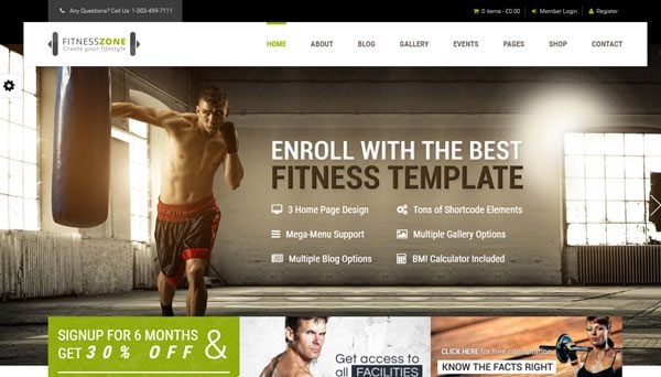 Fitness Zone WordPress Theme