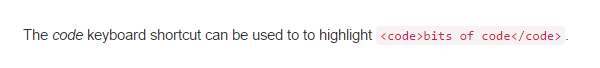 An example of how the Code shortcut marks up code.