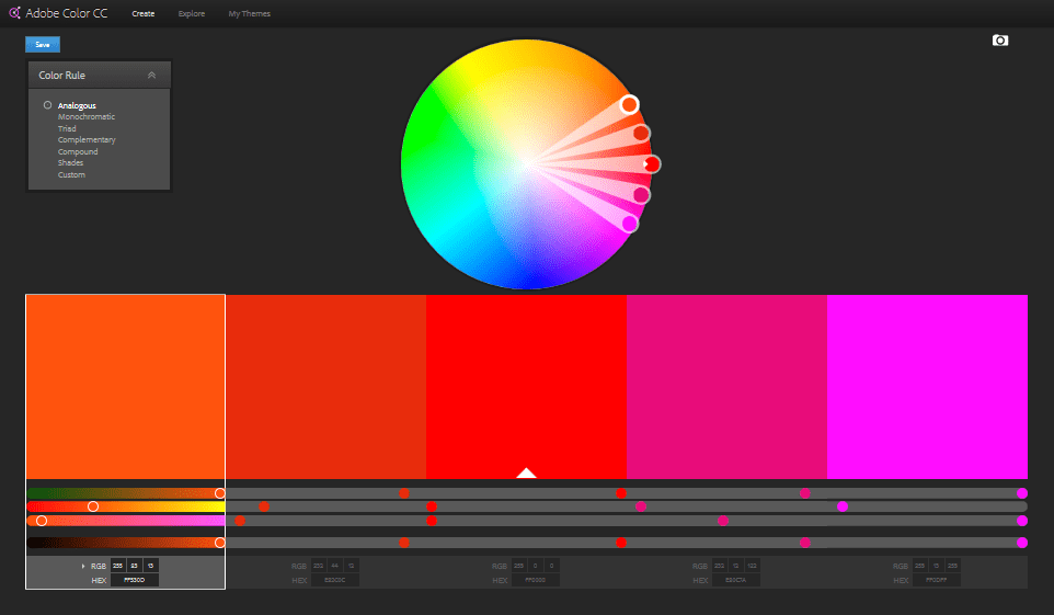 Adobe Color CC user interface