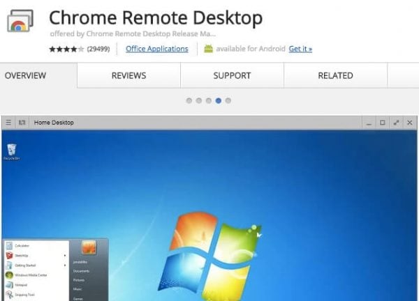 Chrome Remote Desktop.