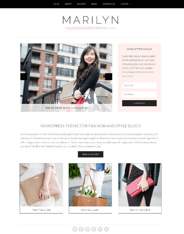 Marilyn wordpress theme for fashion site