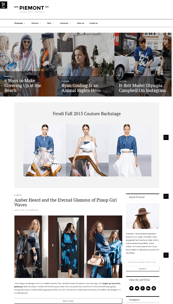 Overall, piemont would satisfy fashion bloggers' desire for a great theme