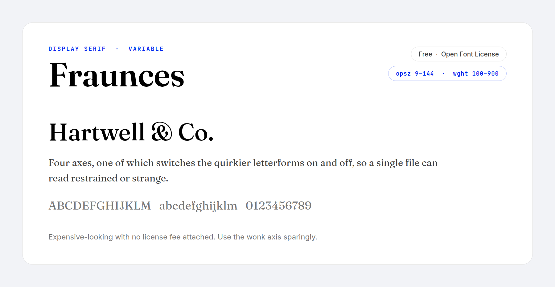 The Fraunces display serif at heading and body sizes
