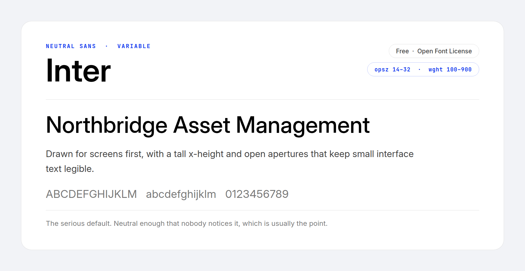 The Inter variable font set as a headline and as body text