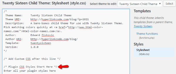 WordPress stylesheet