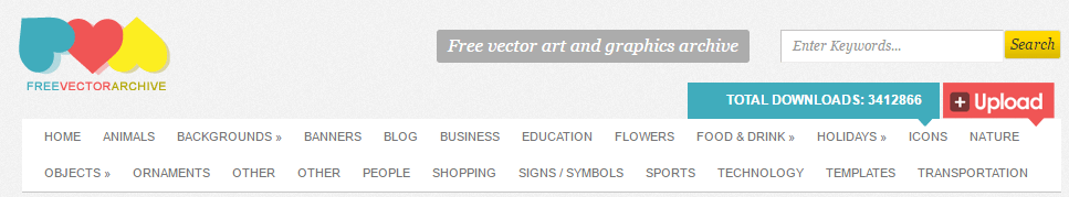 The Free Vector Archive homepage.