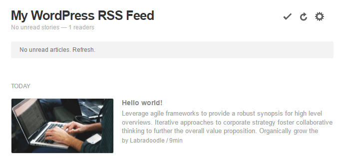 An example of a WordPress RSS feed.