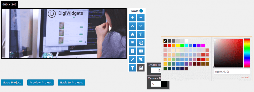 The DigiWidgets borders tool.