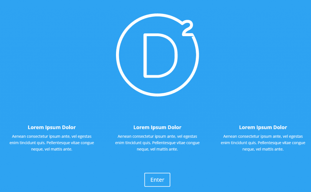 The original Divi Splash Page layout.