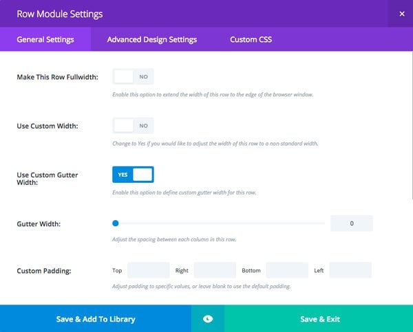 Example 2 - Row Settings