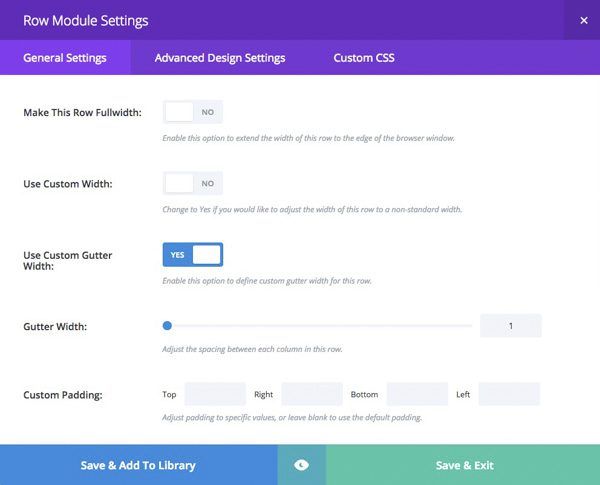 Example 5 Gutter Settings