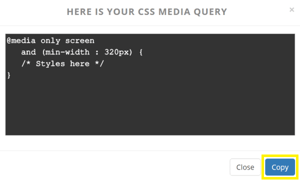 A text editor screen showing CSS media query.