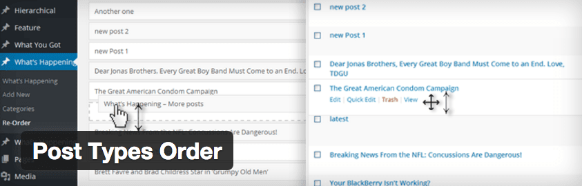 Post Types Order plugin.