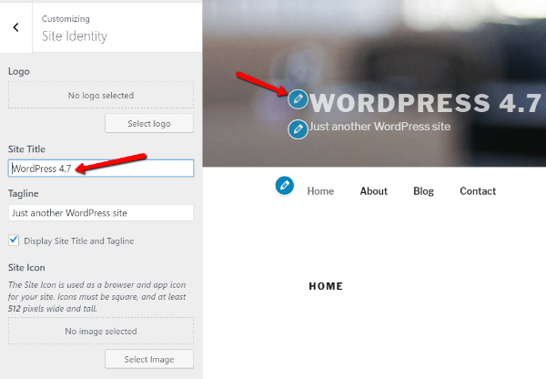 WordPress site identity