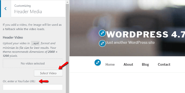 WordPress 4.7 header