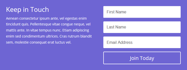 A Divi Email Optin Module example