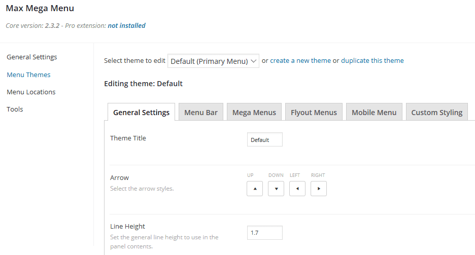 A section of the General Settings tab