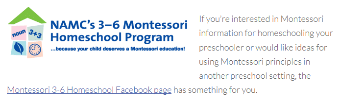 A badge issued by NAMC's 3-6 Montessori Homeschool Program incorporated into a blog post