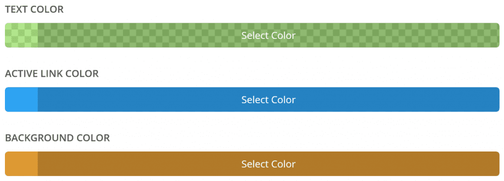 A section of the Primary Menu Bar options screen