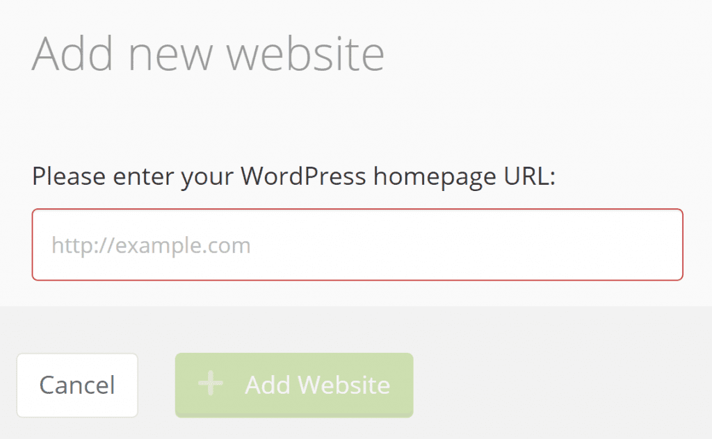 The option to add your WordPress site's URL.