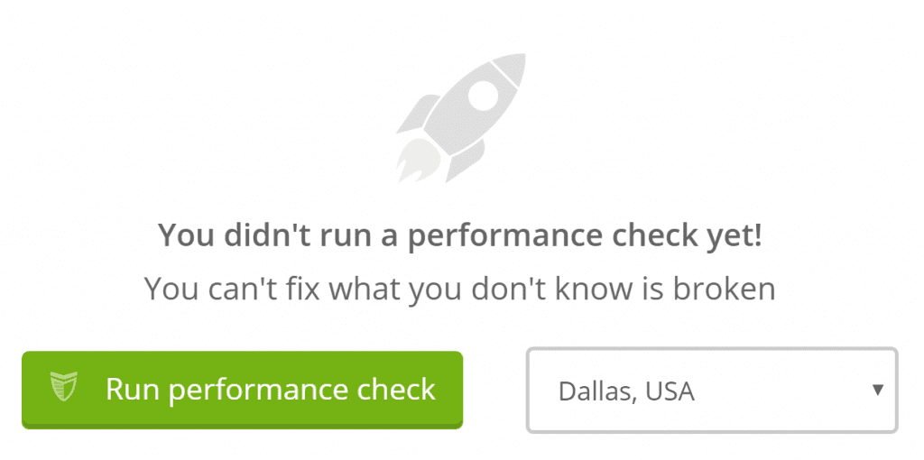 The option to run a performance check.