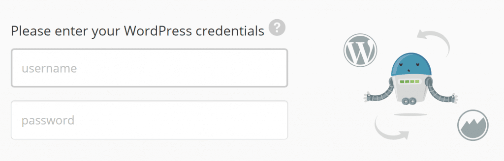 ManageWP requesting your WordPress credentials.